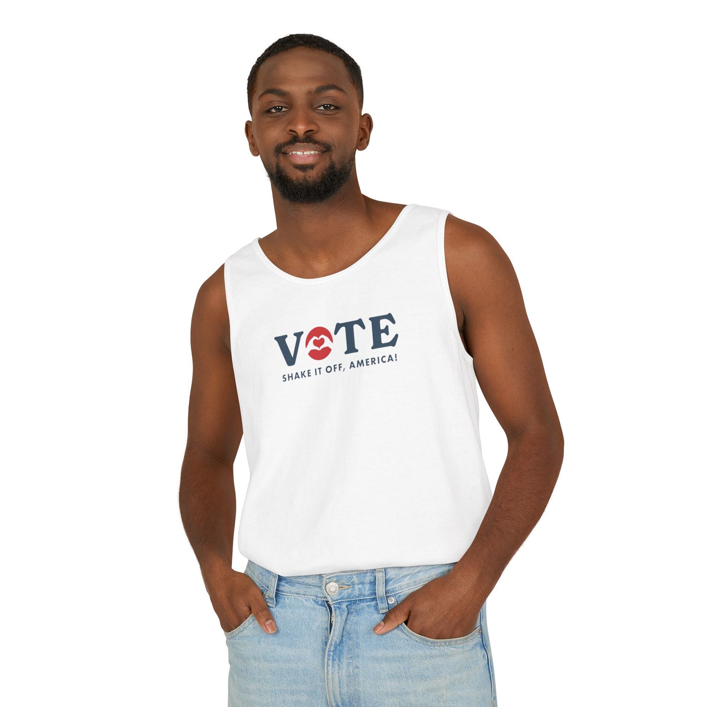 ¡Vota! Camiseta sin mangas teñida en prenda Comfort Colors