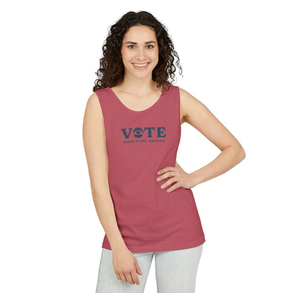 ¡Vota! Camiseta sin mangas teñida en prenda Comfort Colors