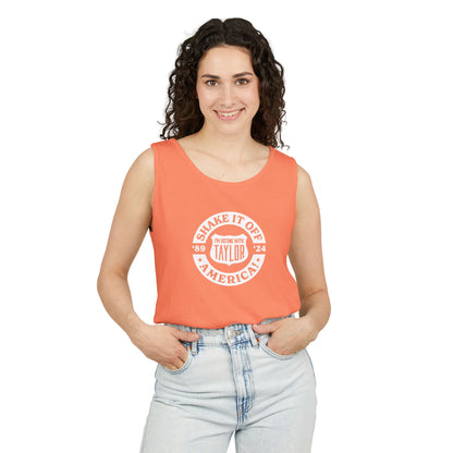 ¡Quítatelo de encima, Estados Unidos! Camiseta sin mangas teñida en prenda Comfort Colors