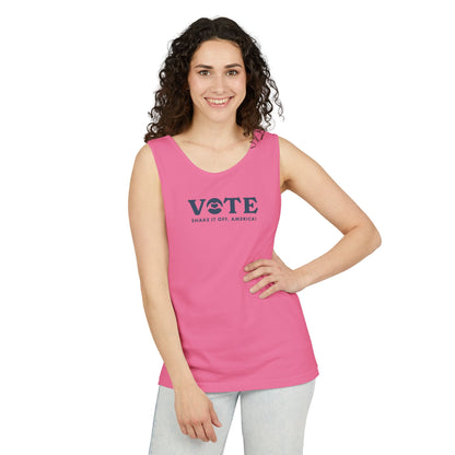 ¡Vota! Camiseta sin mangas teñida en prenda Comfort Colors