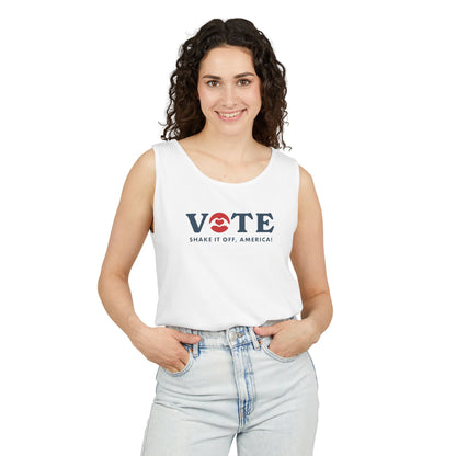 ¡Vota! Camiseta sin mangas teñida en prenda Comfort Colors