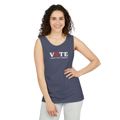 ¡Vota! Camiseta sin mangas teñida en prenda Comfort Colors