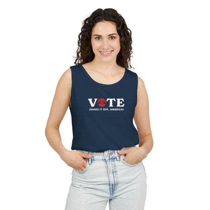 ¡Vota! Camiseta sin mangas teñida en prenda Comfort Colors