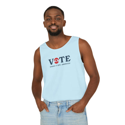 ¡Vota! Camiseta sin mangas teñida en prenda Comfort Colors