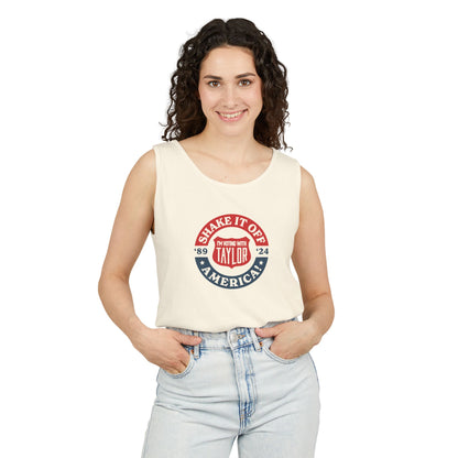 ¡Quítatelo de encima, Estados Unidos! Camiseta sin mangas teñida en prenda Comfort Colors