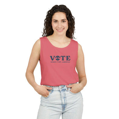 ¡Vota! Camiseta sin mangas teñida en prenda Comfort Colors