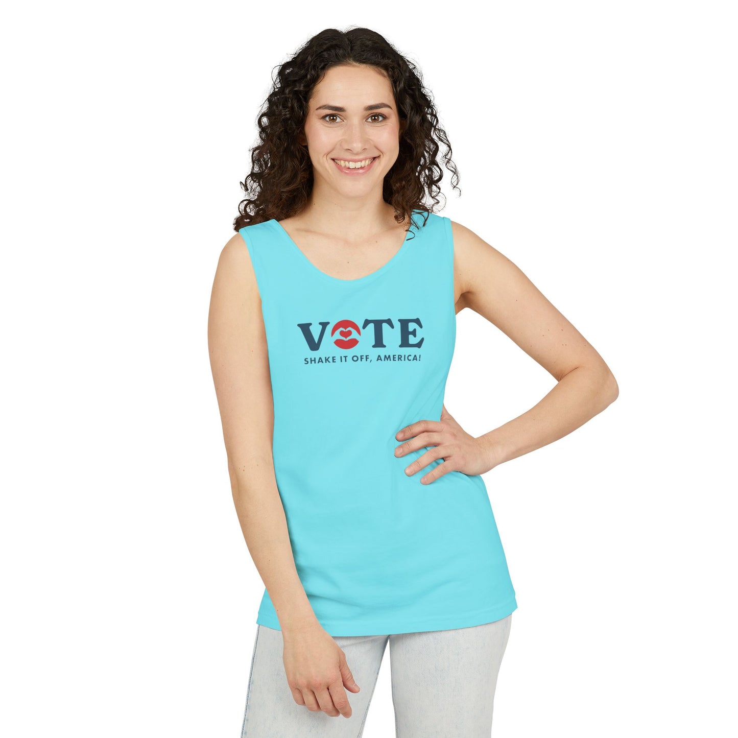 ¡Vota! Camiseta sin mangas teñida en prenda Comfort Colors