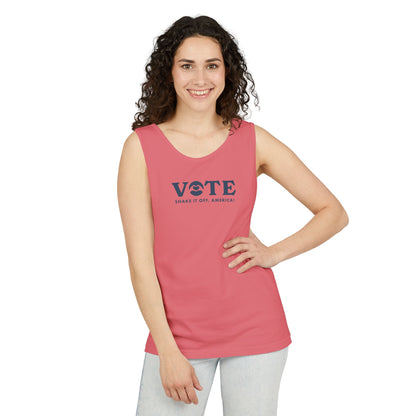 ¡Vota! Camiseta sin mangas teñida en prenda Comfort Colors