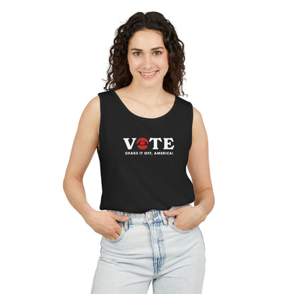 ¡Vota! Camiseta sin mangas teñida en prenda Comfort Colors