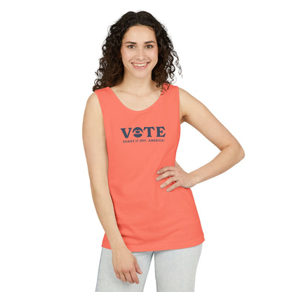 ¡Vota! Camiseta sin mangas teñida en prenda Comfort Colors