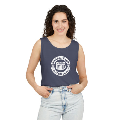 ¡Quítatelo de encima, Estados Unidos! Camiseta sin mangas teñida en prenda Comfort Colors