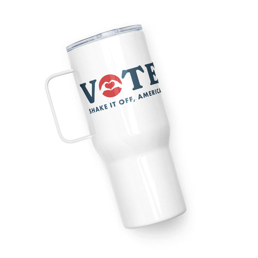 ¡Vota! Taza de viaje con asa